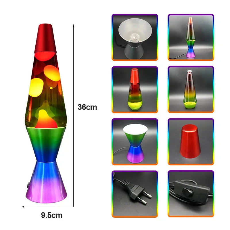 Lava Lamp Table Lamp with High-Quality Glass Bottle and LED Lighting