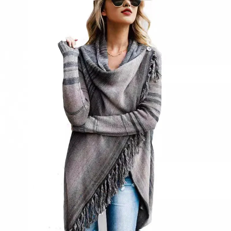 Women's Long-Sleeve Poncho Overcoat | Cozy Autumn Winter Casual Sweater