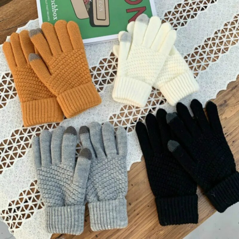 Unisex Full Finger Touch Screen Gloves - Warm Stretch Knit Mittens for Outdoor Activities