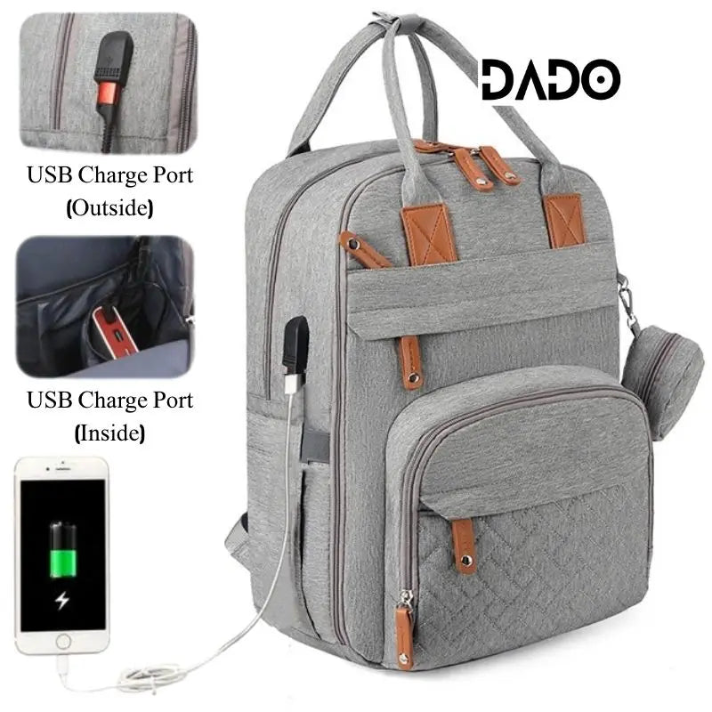 Multi-Functional Diaper Bag Backpack: Includes Changing Pad - Pacifier Holder and Stroller Straps for Easy Travel