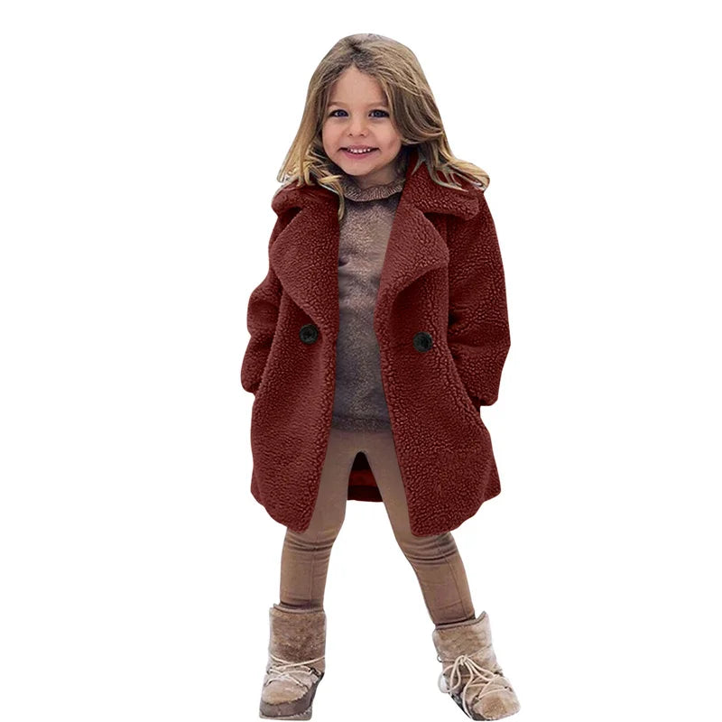 Cozy Lamb's Wool Winter Jacket for Boys and Girls | Fleece Single-Breasted Coats for Kids | Stylish Outerwear for Ages 2-8