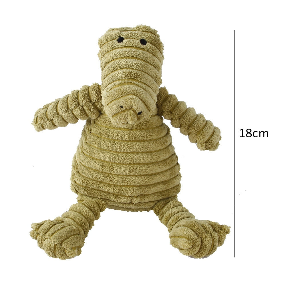 Bite-resistant Corduroy Plush Animal Dog Toy with Squeaker