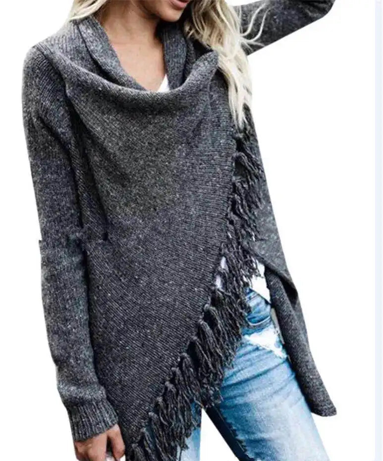 Women's Long-Sleeve Poncho Overcoat | Cozy Autumn Winter Casual Sweater