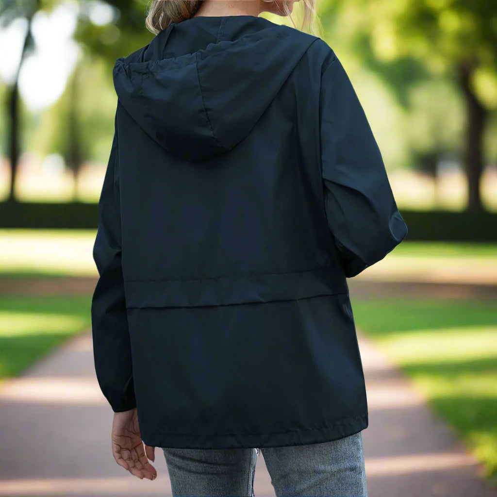 Women's Windbreaker Jacket - Lightweight Hooded Raincoat - Water-Resistant and Stylish