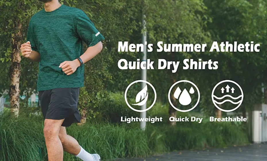 Men's Breathable Quick Dry Reflective T-Shirt - Cotton/Polyester Blend - Ideal for Running and Outdoor Activities