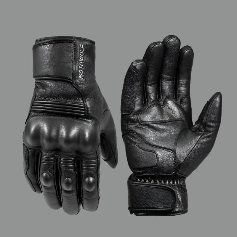 MOTOWOLF Unisex Real Leather Motorcycle Gloves Waterproof Windproof Breathable Touchscreen Year-round Use