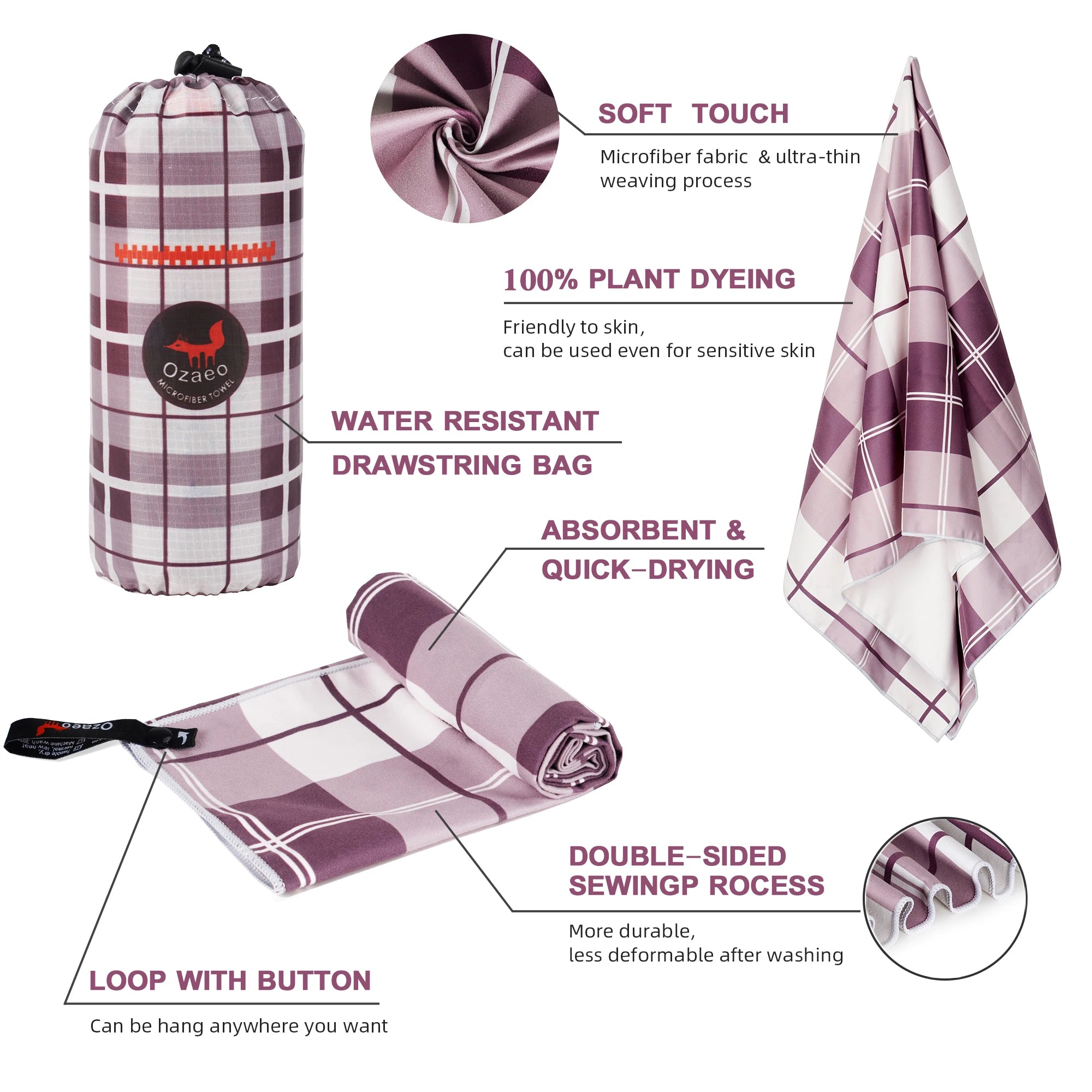 Fast-Drying Microfiber Travel Towel for Outdoor Enthusiasts - Soft - Absorbent - Lightweight