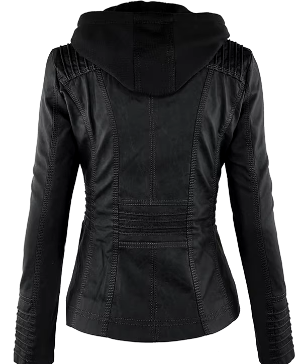 Waterproof Windproof Women's Suede PU Leather Jacket with Removable Hoodie - XS-XL Sizes Available