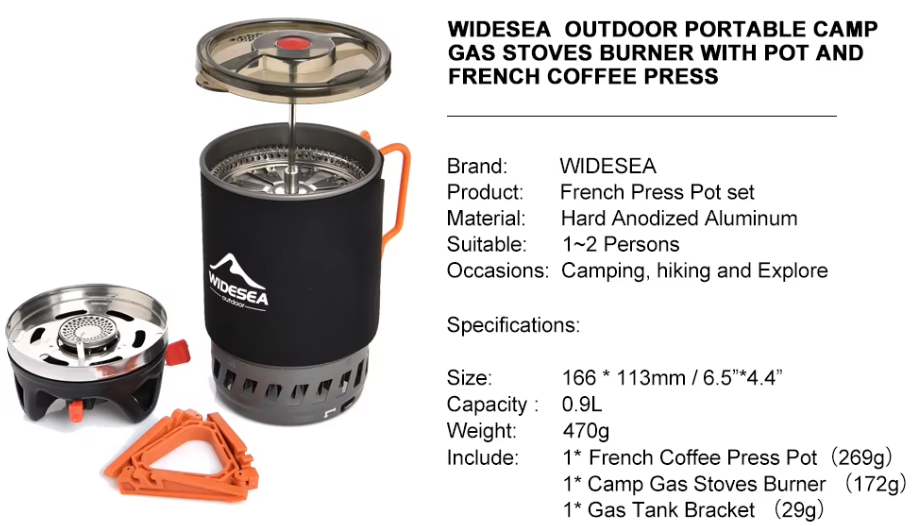 WIDESEA Outdoor Camping Gas Stove System with Heat Exchanger - Lightweight Stainless Steel for Portable Cooking