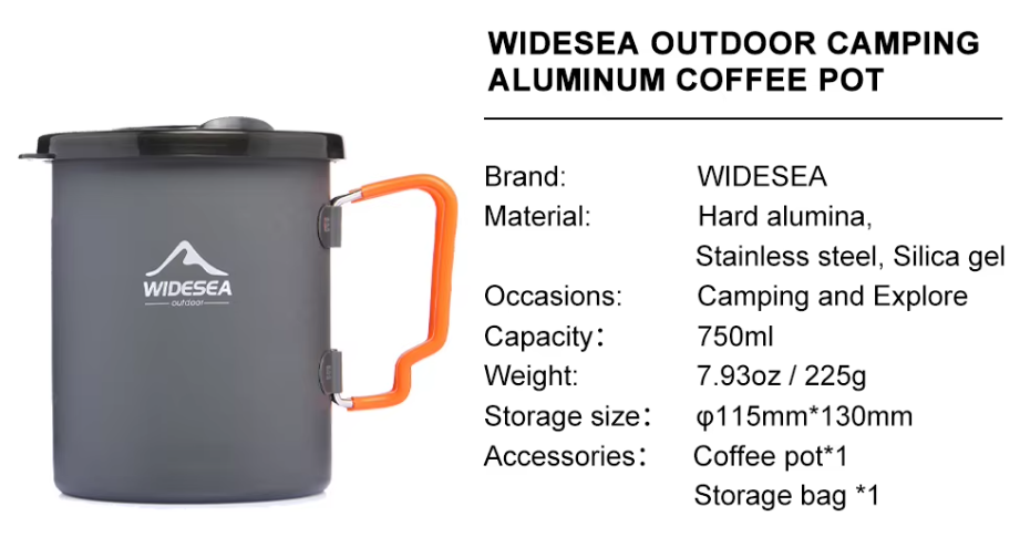 WIDESEA Camping Coffee Pot with Detachable French Press Cookware 750ML