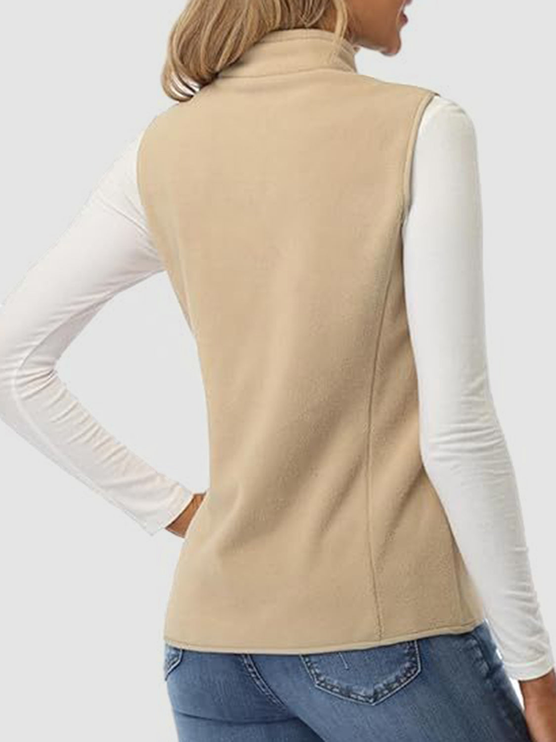 Women's Zip-Up Turtleneck Vest with Pockets | Cozy Polyester-Elastane Blend for Everyday Style