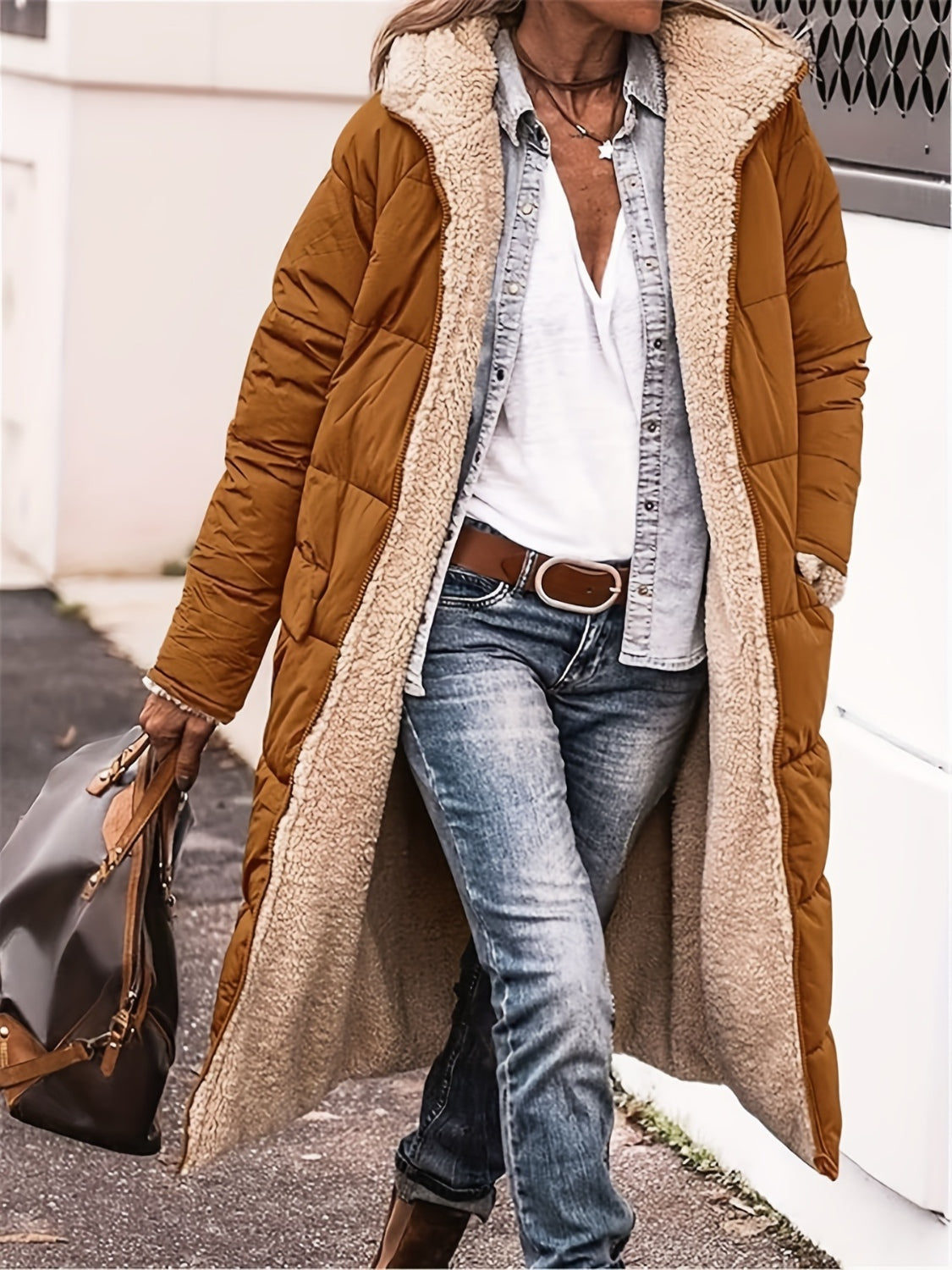 Cozy Women's Full Size Zip Up Sherpa Hooded Coat | Stylish and Comfortable Winter Outerwear