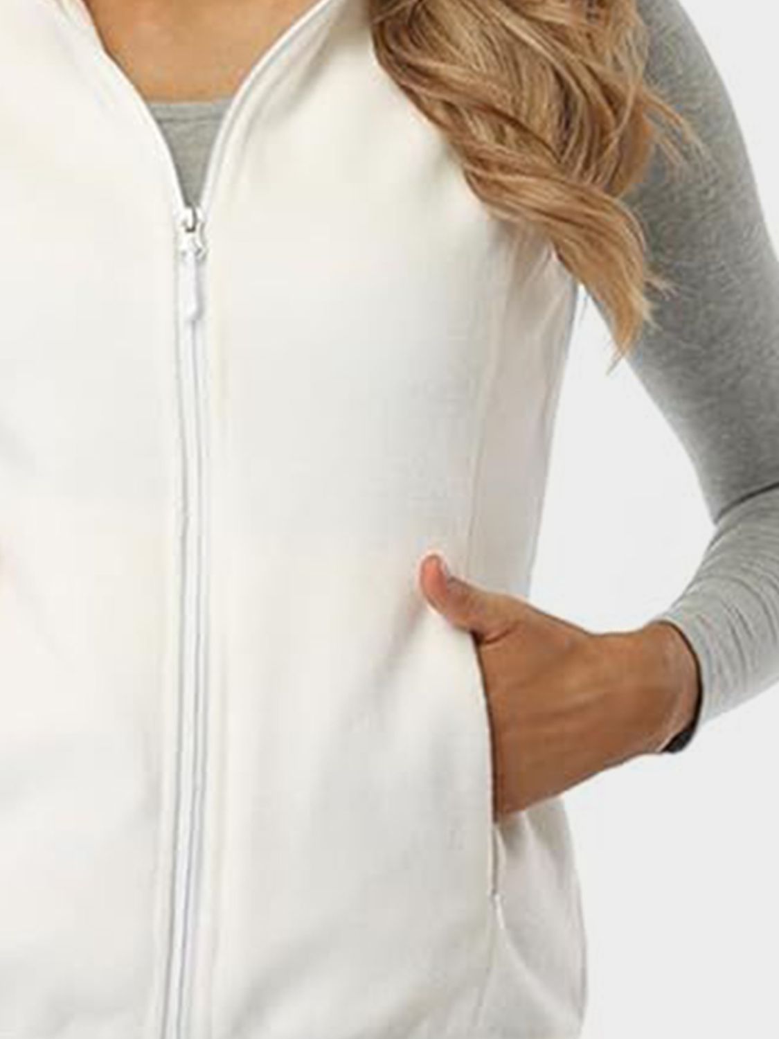 Women's Zip-Up Turtleneck Vest with Pockets | Cozy Polyester-Elastane Blend for Everyday Style