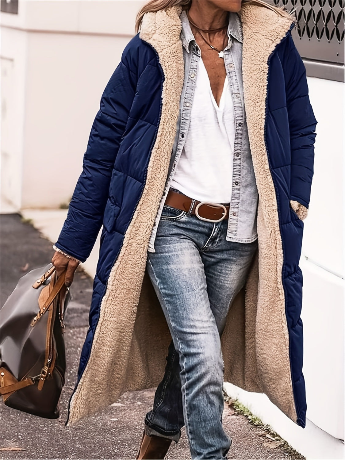 Cozy Women's Full Size Zip Up Sherpa Hooded Coat | Stylish and Comfortable Winter Outerwear