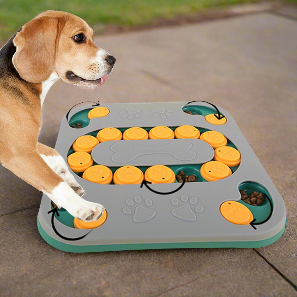 Interactive Dog Puzzle Toy with Slow Feeder Food Dispenser: Durable Anti-Beat Design for Mental Stimulation