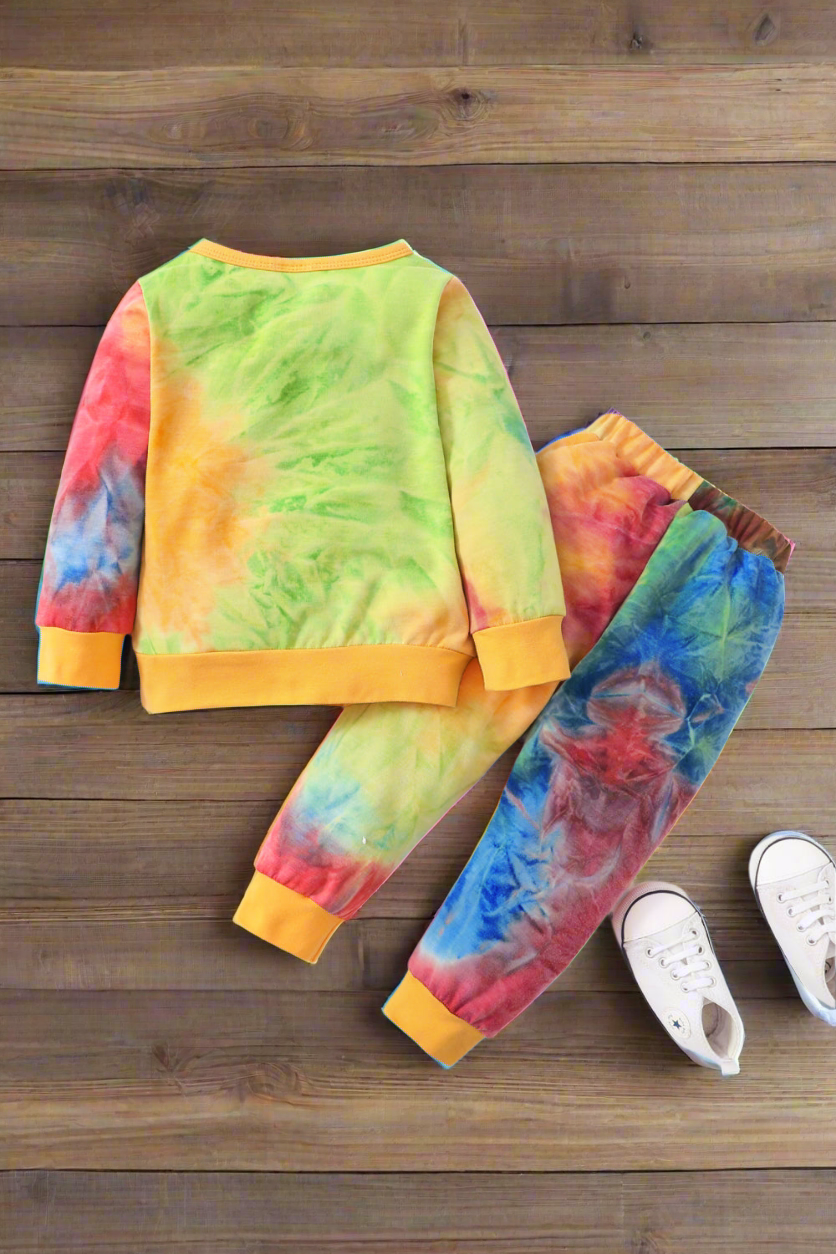 White Label Kids Tie-Dye Top and Joggers Set - 100% Soft Polyester - Fits Ages 1-5 - Machine Washable - Spring & Autumn Fashion