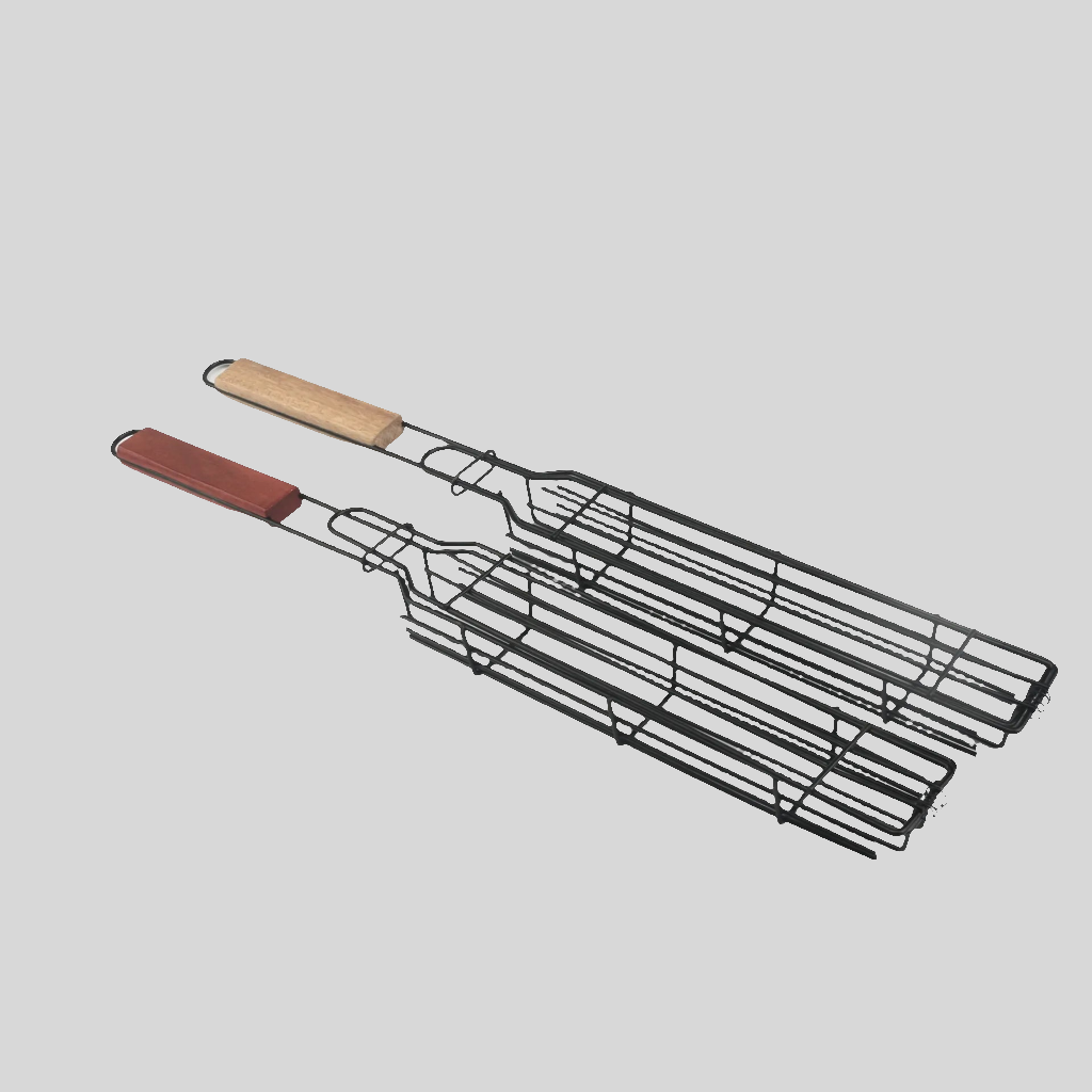 Elevate Your Outdoor Cooking with Our Wooden Handle BBQ Tool - Includes Meat and Veggie Barbecue Net Rack