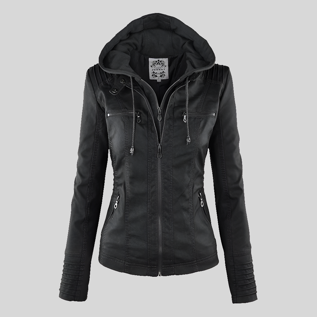 Waterproof Windproof Women's Suede PU Leather Jacket with Removable Hoodie - XS-XL Sizes Available