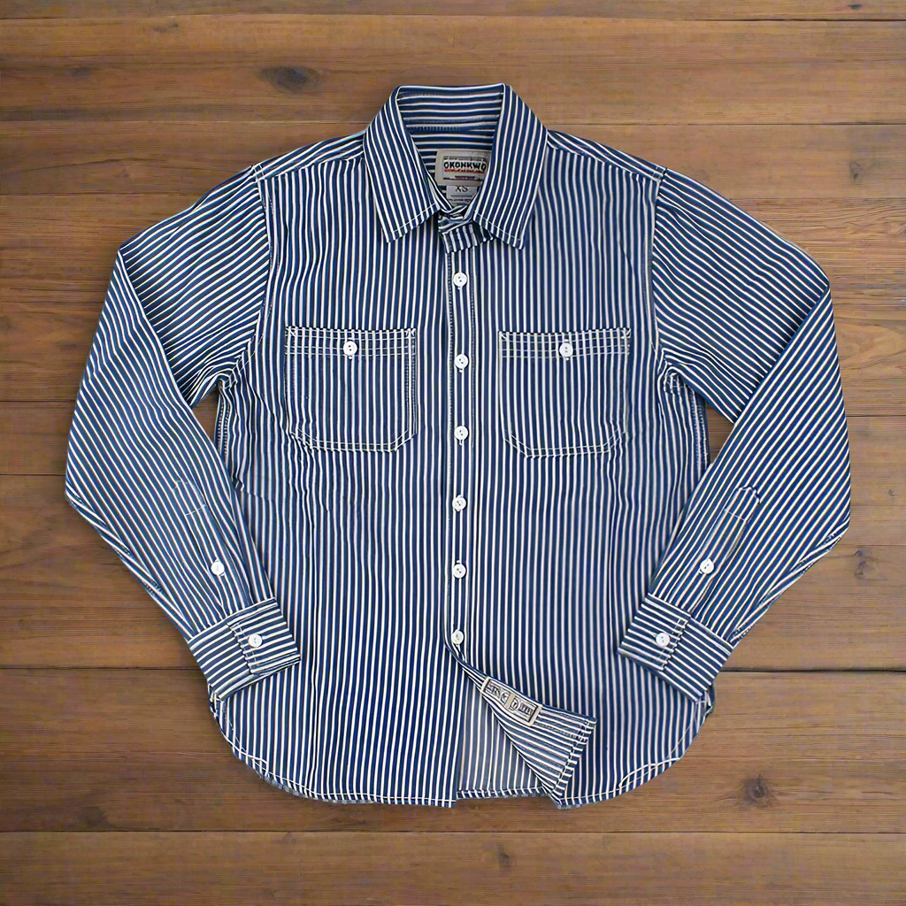 Men's Vintage Striped Long Sleeve 100% Pre-shrunk Cotton Slim Fit Shirt - Timeless Western Workwear Style