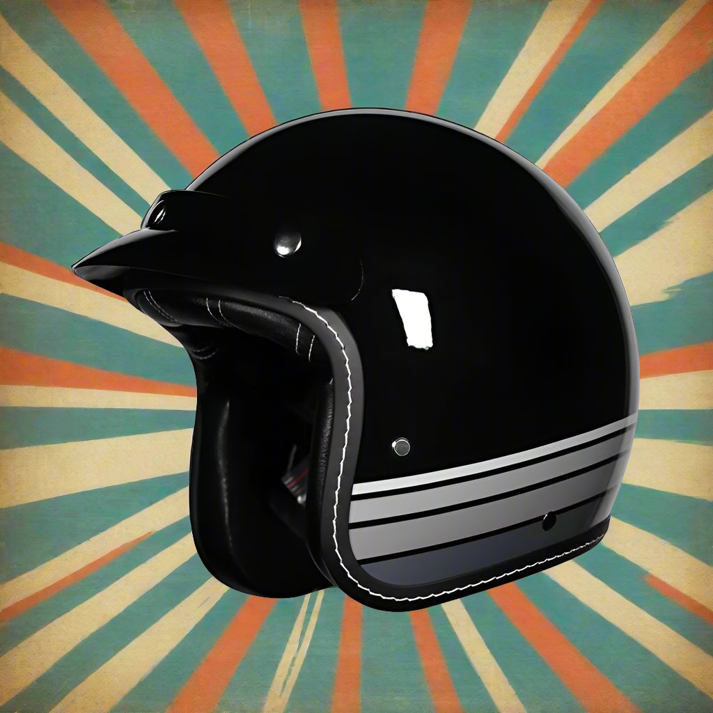 Vintage-Style 3/4 Open Face Motorcycle Helmet with Removable Visor - DOT Approved - Lightweight - Breathable