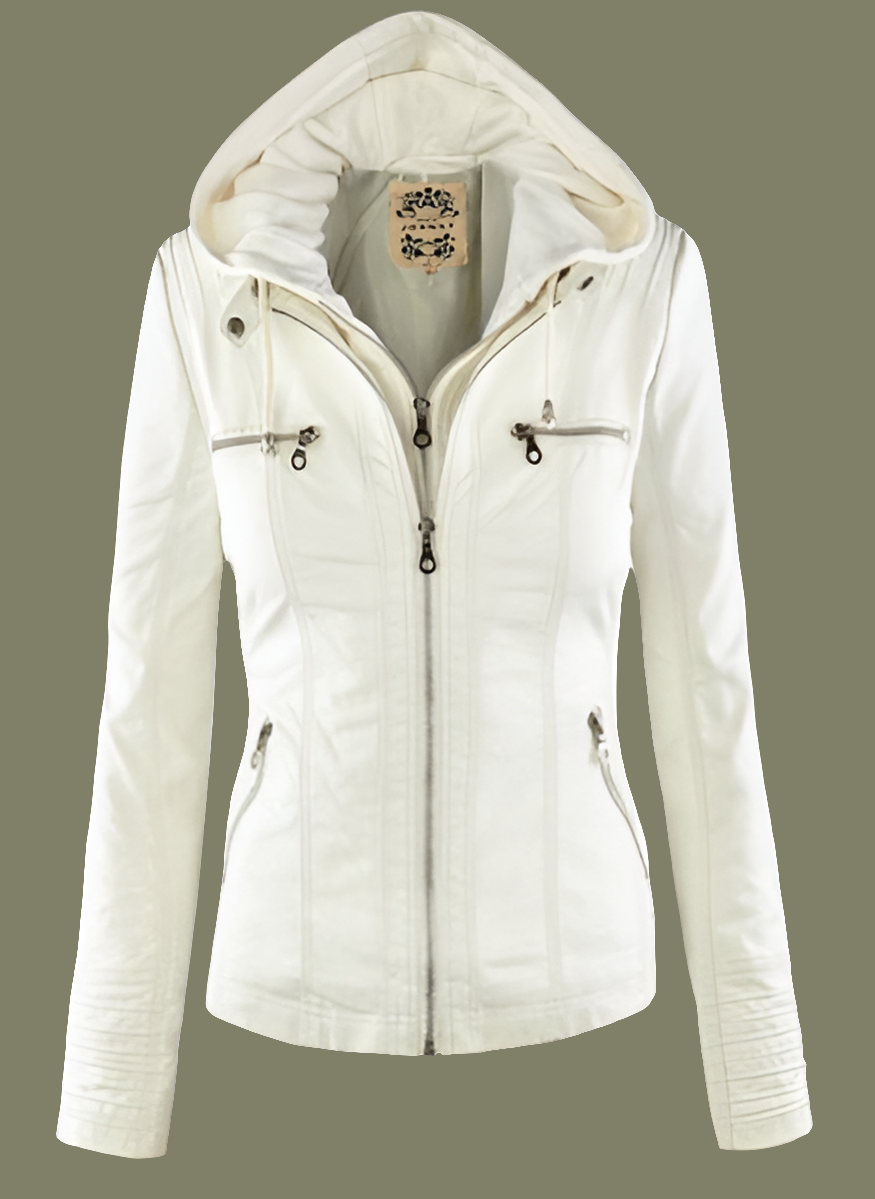 Waterproof Windproof Women's Suede PU Leather Jacket with Removable Hoodie - XS-XL Sizes Available