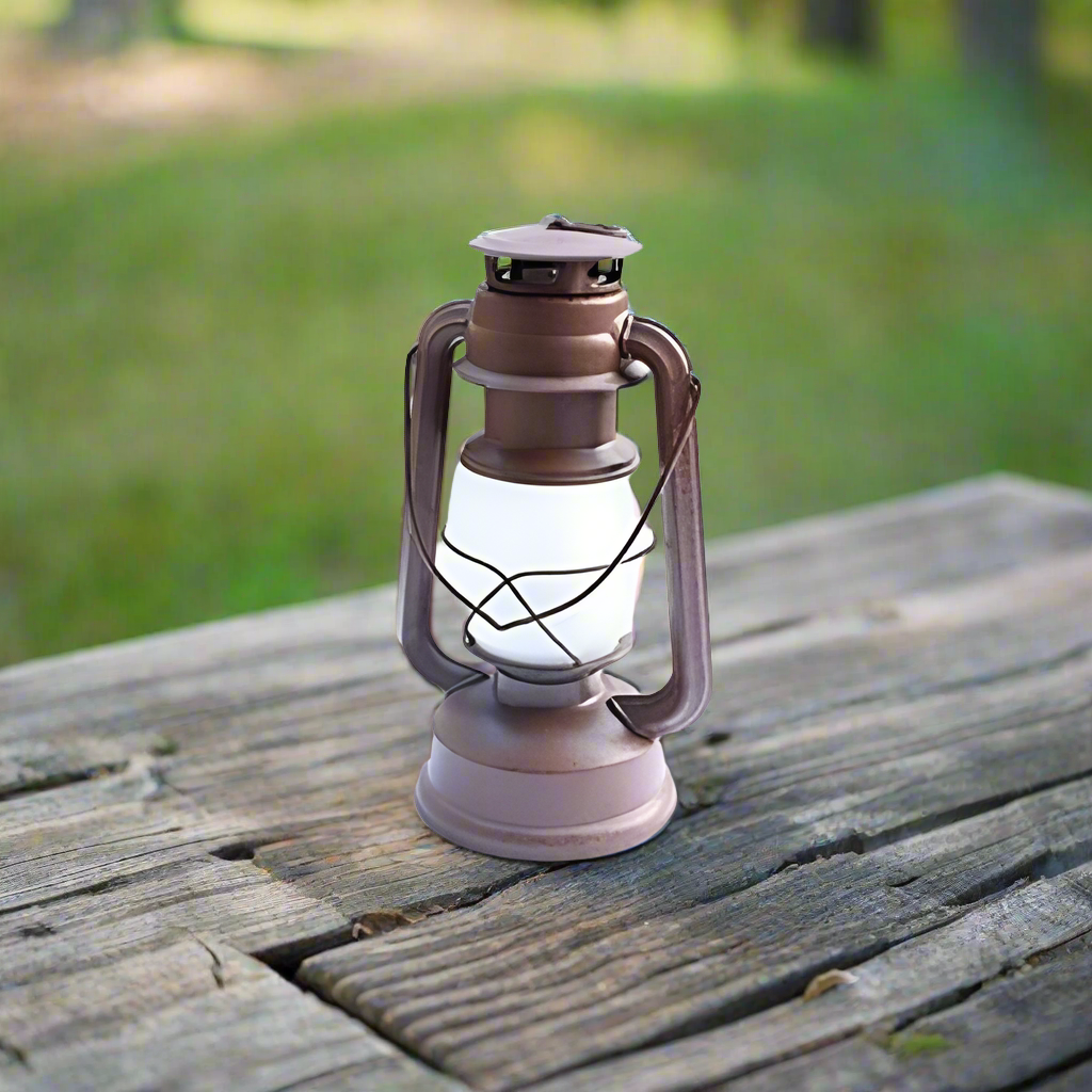 Vintage Waterproof LED Camping Lantern Durable Iron and PVC Construction Flame and Lighting Modes