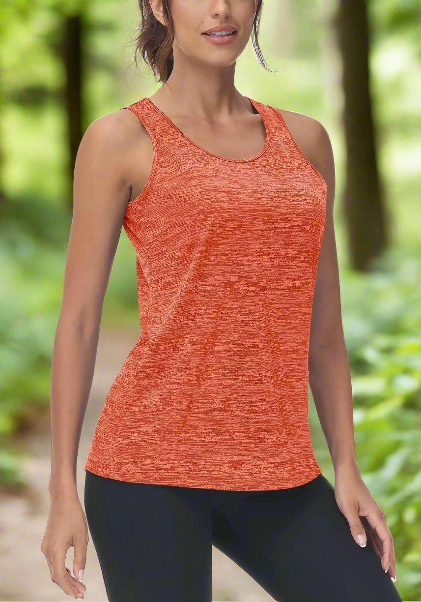 TACVASEN Women's Quick Dry Tank Tops for Outdoor Activities - Breathable Polyester Sportswear with Crew Neck and Regular Fit