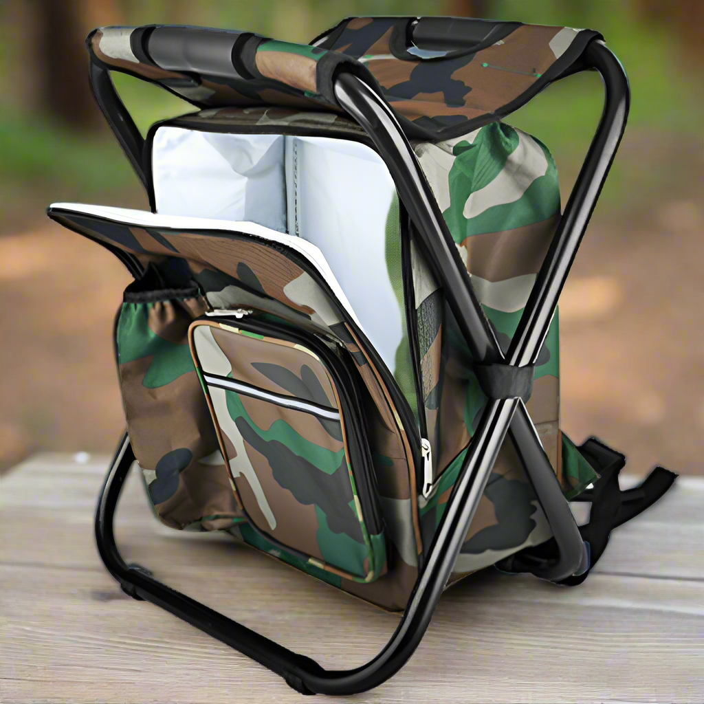 Durable Multifunctional Camping Backpack with Foldable Seat - 600D Oxford Cloth PVC Shell - Steel Pipe Structure - Lightweight and Versatile