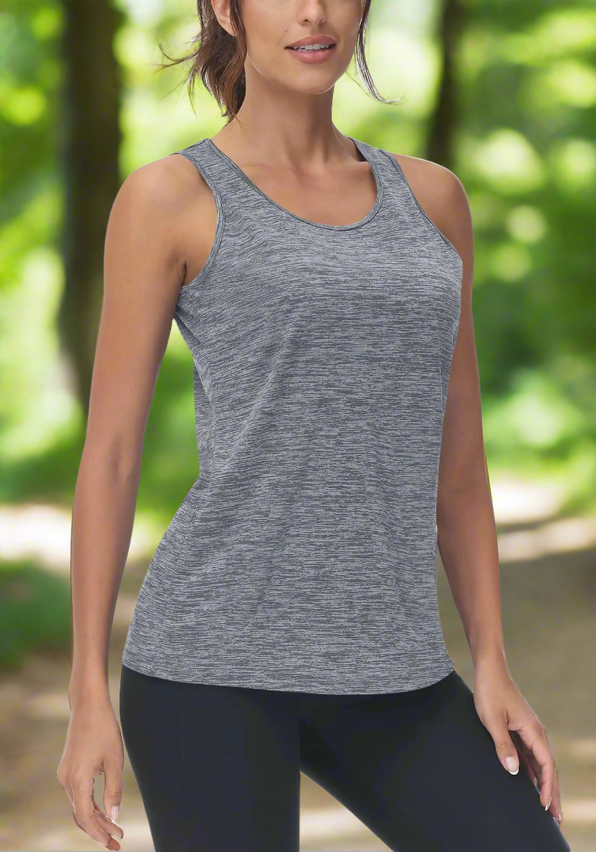 TACVASEN Women's Quick Dry Tank Tops for Outdoor Activities - Breathable Polyester Sportswear with Crew Neck and Regular Fit