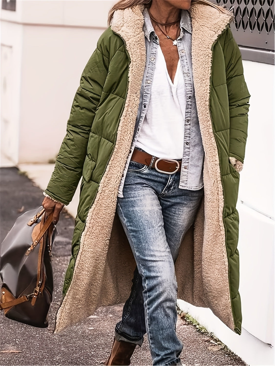 Cozy Women's Full Size Zip Up Sherpa Hooded Coat | Stylish and Comfortable Winter Outerwear