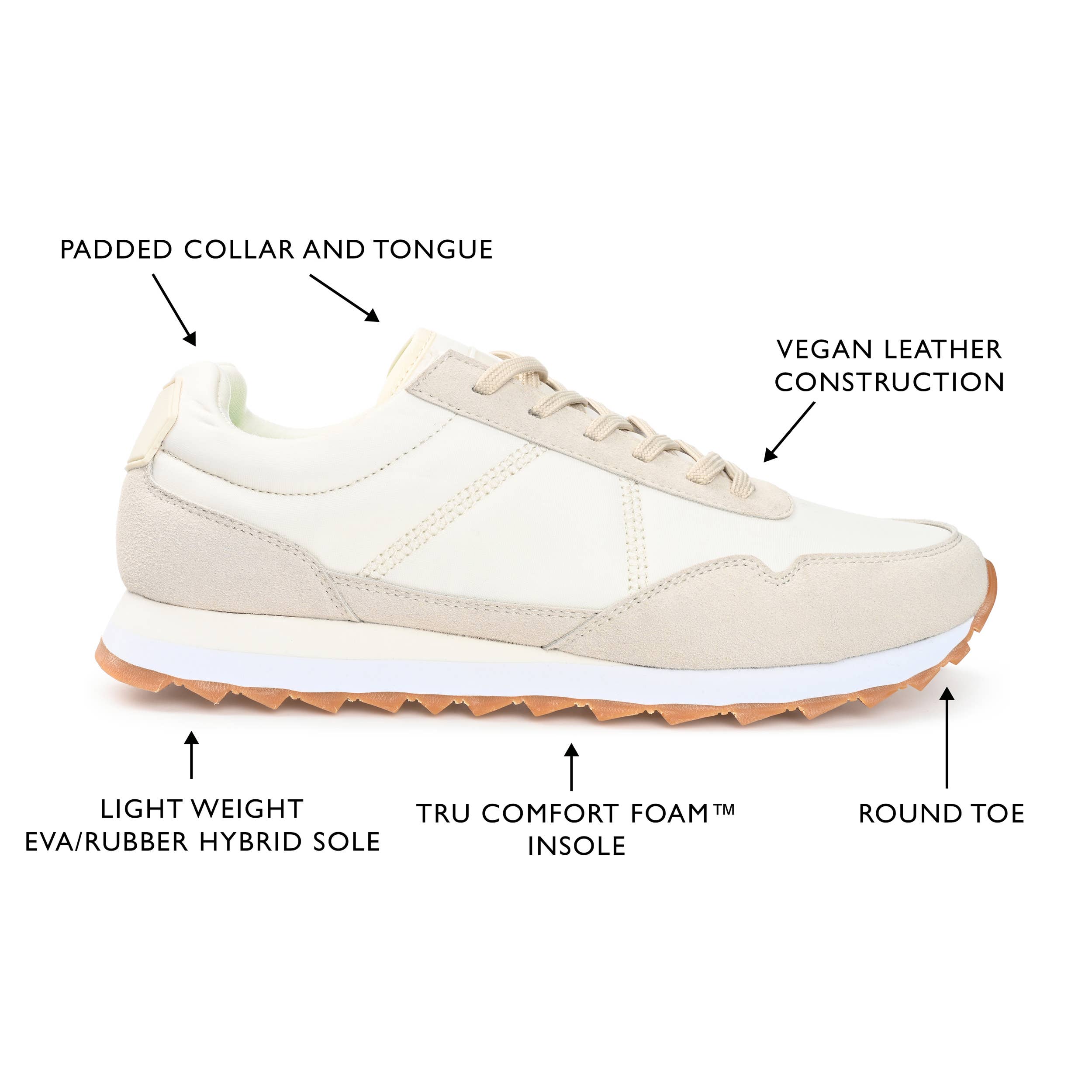 Vance Co. Samson Men's Beige Casual Lace-Up Sneaker | Vegan Leather | Round Toe | US Size 10