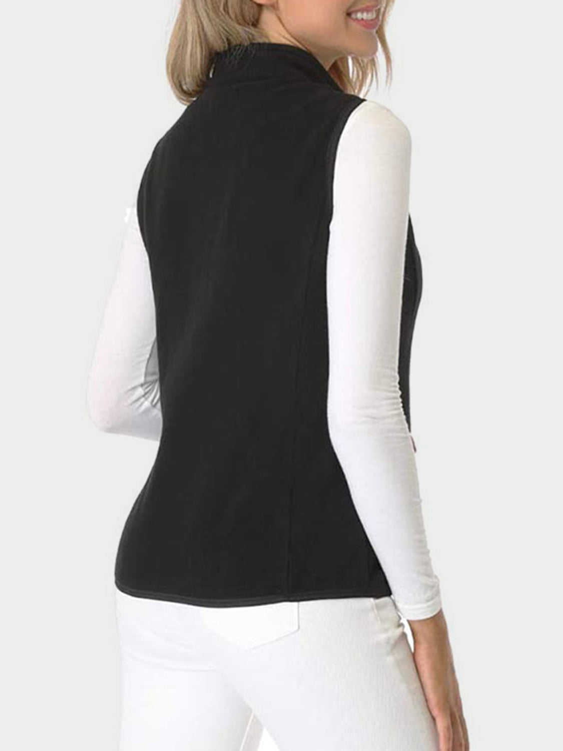 Women's Zip-Up Turtleneck Vest with Pockets | Cozy Polyester-Elastane Blend for Everyday Style