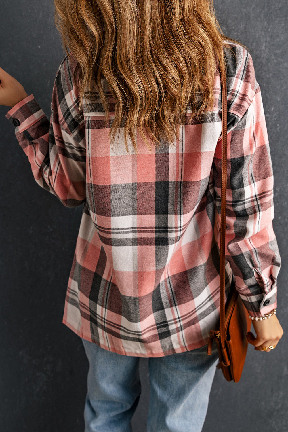 Double Take Plaid Long Sleeve Shirt with Pockets for Women