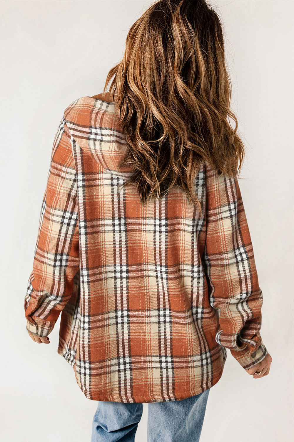 Women’s Plaid Hooded Jacket with Snap Front and Pockets - 100% Polyester Seasonal Outerwear