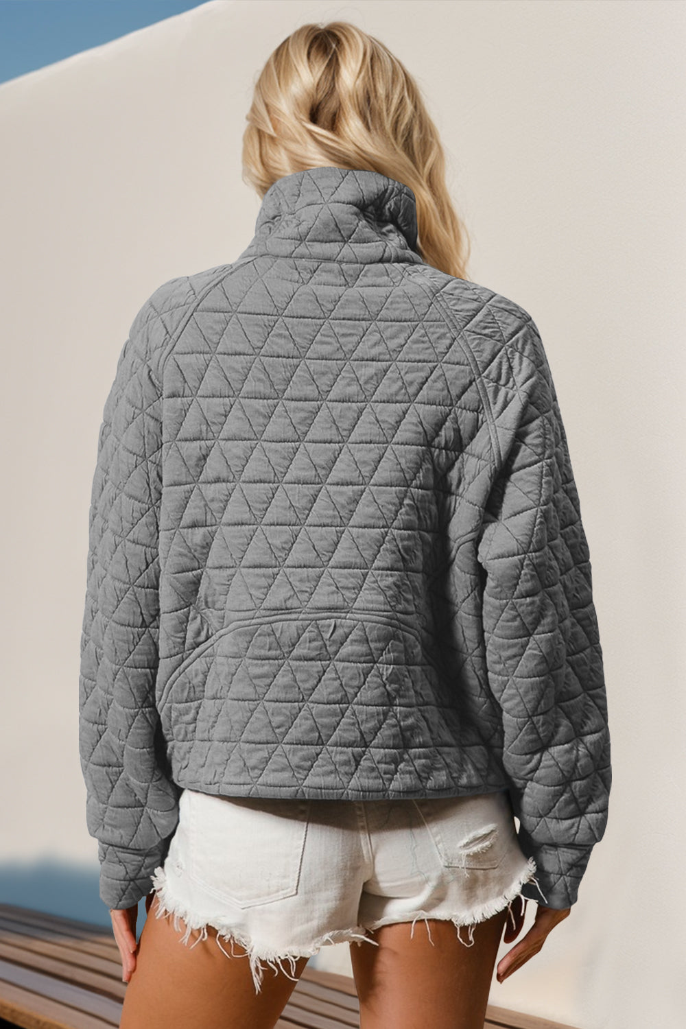 Double Take Women's Quilted Half Zip Sweatshirt with Pocket | Stylish Long Sleeve Pullover