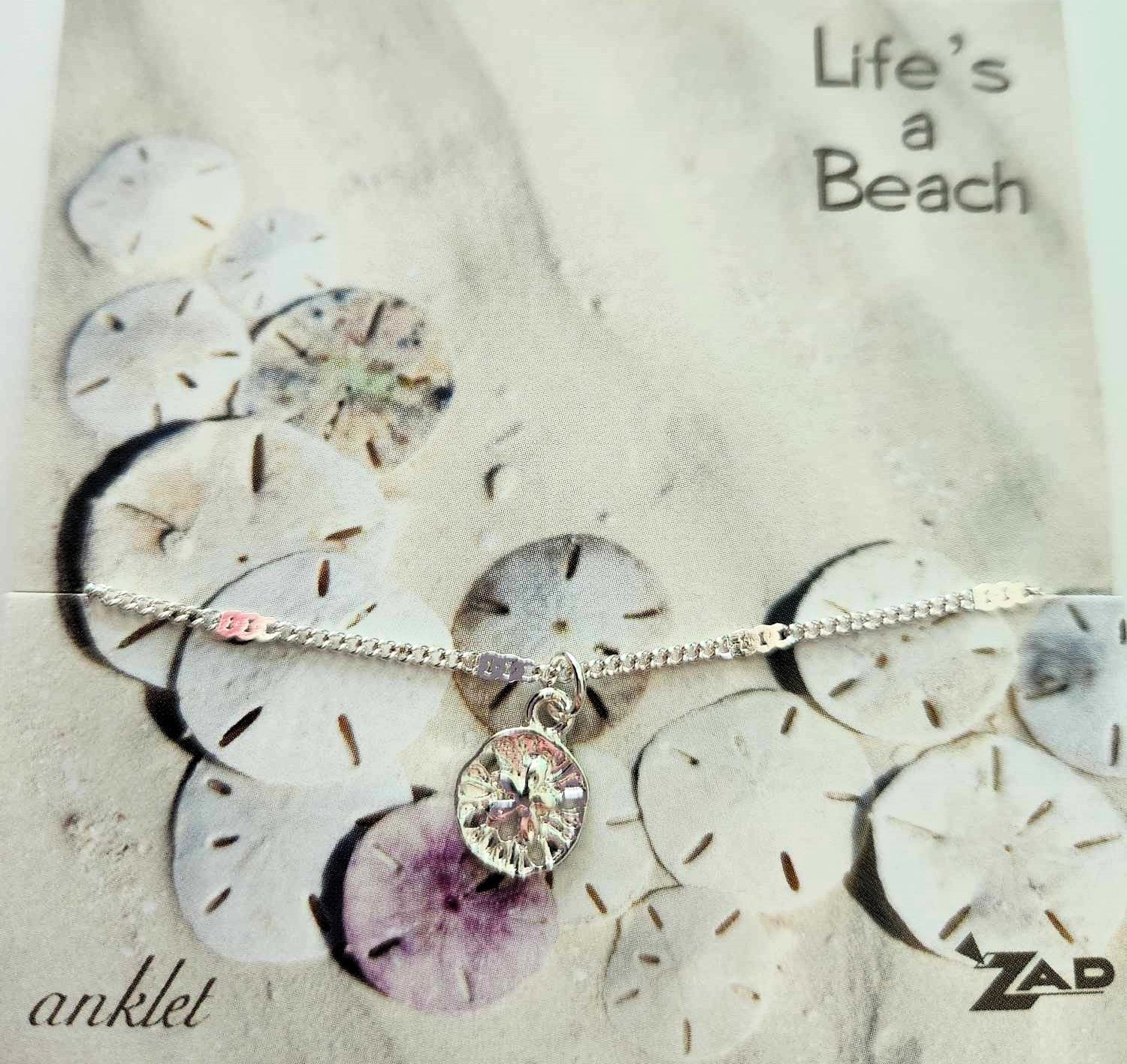 Beachy Sand Dollar Charm & Chain Anklet - Adjustable 9" Length - Lobster Claw Closure - Gold & Silver Finish - Nautical Jewelry for Beach Lovers