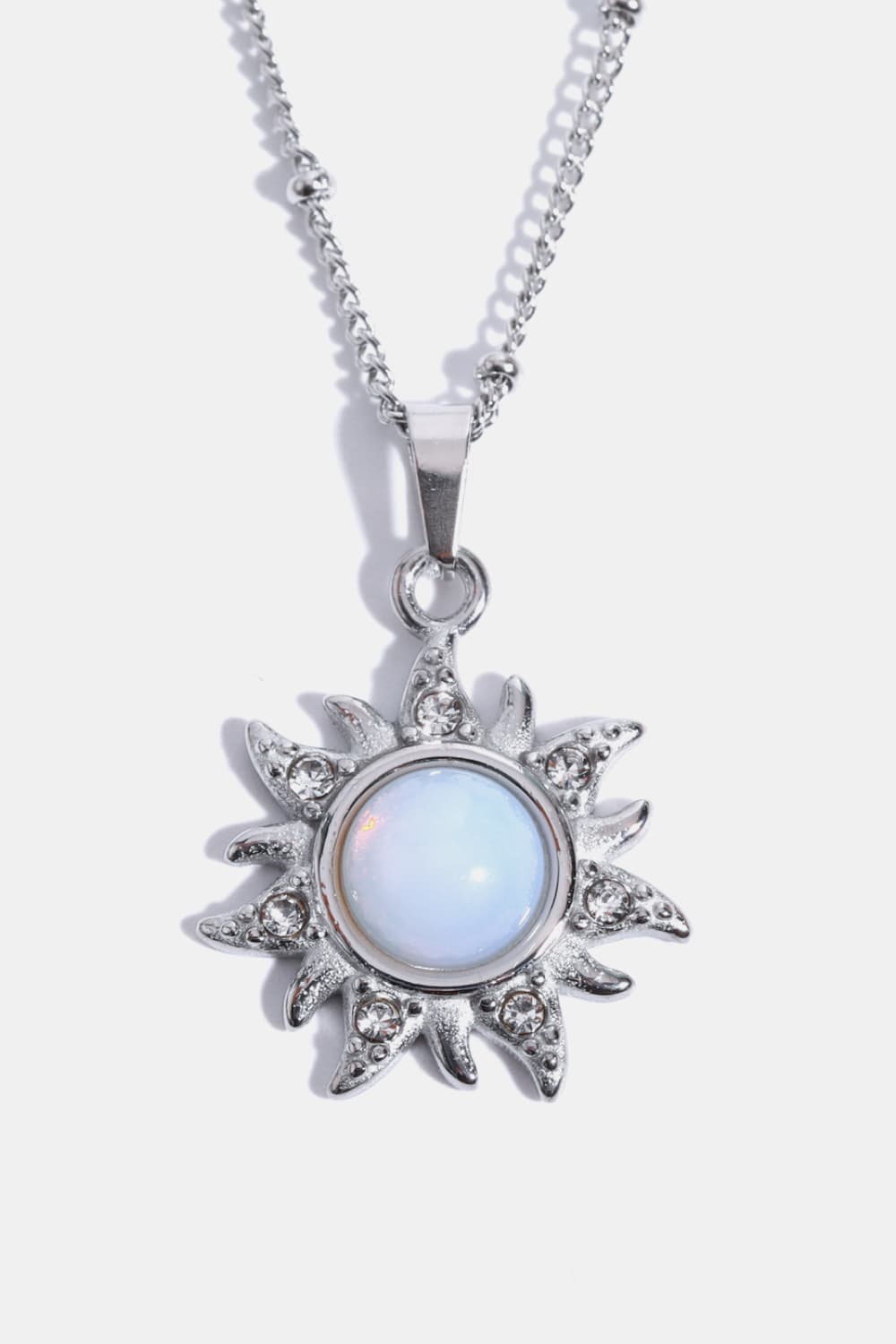 Opal Sun Pendant Stainless Steel - 18K Gold-plated Necklace - Stylish and Durable Jewelry Accessory with Opal and Zircon Inlay