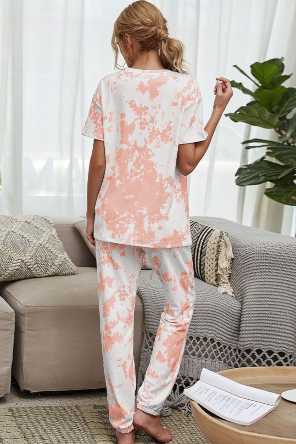 Women's White Label Lightweight Tie-Dye T-Shirt and Drawstring Pants Set