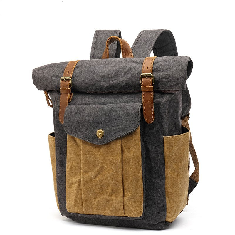 Retro Male Travel Backpack Travel Student Bag - Ivy & Arrow Supply Co.