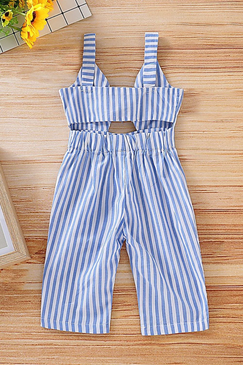 White Label Girls Striped Cutout Sleeveless Jumpsuit Cotton-Polyester Blend 5 Sizes Available Machine Washable