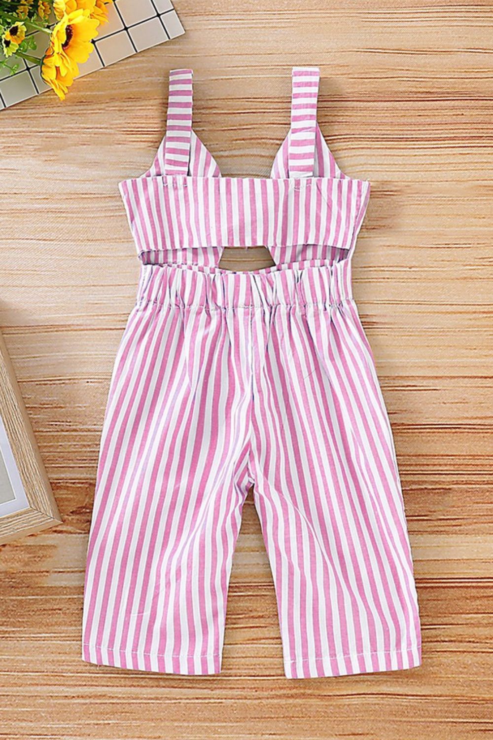 White Label Girls Striped Cutout Sleeveless Jumpsuit Cotton-Polyester Blend 5 Sizes Available Machine Washable