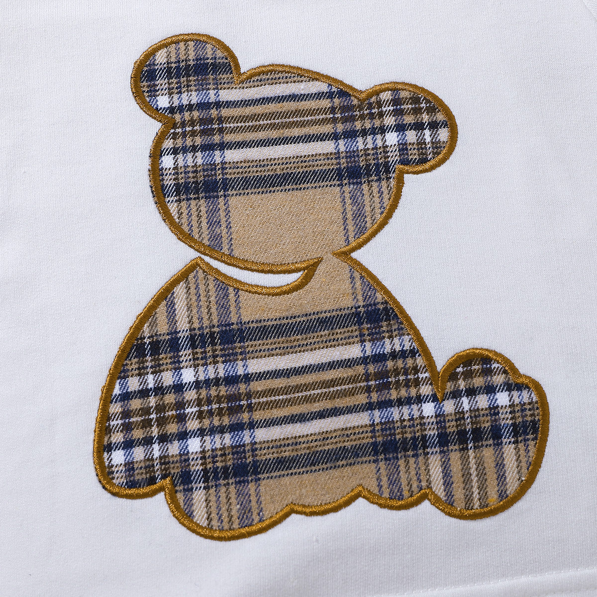 Baby Plaid Bear Graphic Round Neck Tee and Shorts Set by White Label - Comfortable and Breathable Fabric