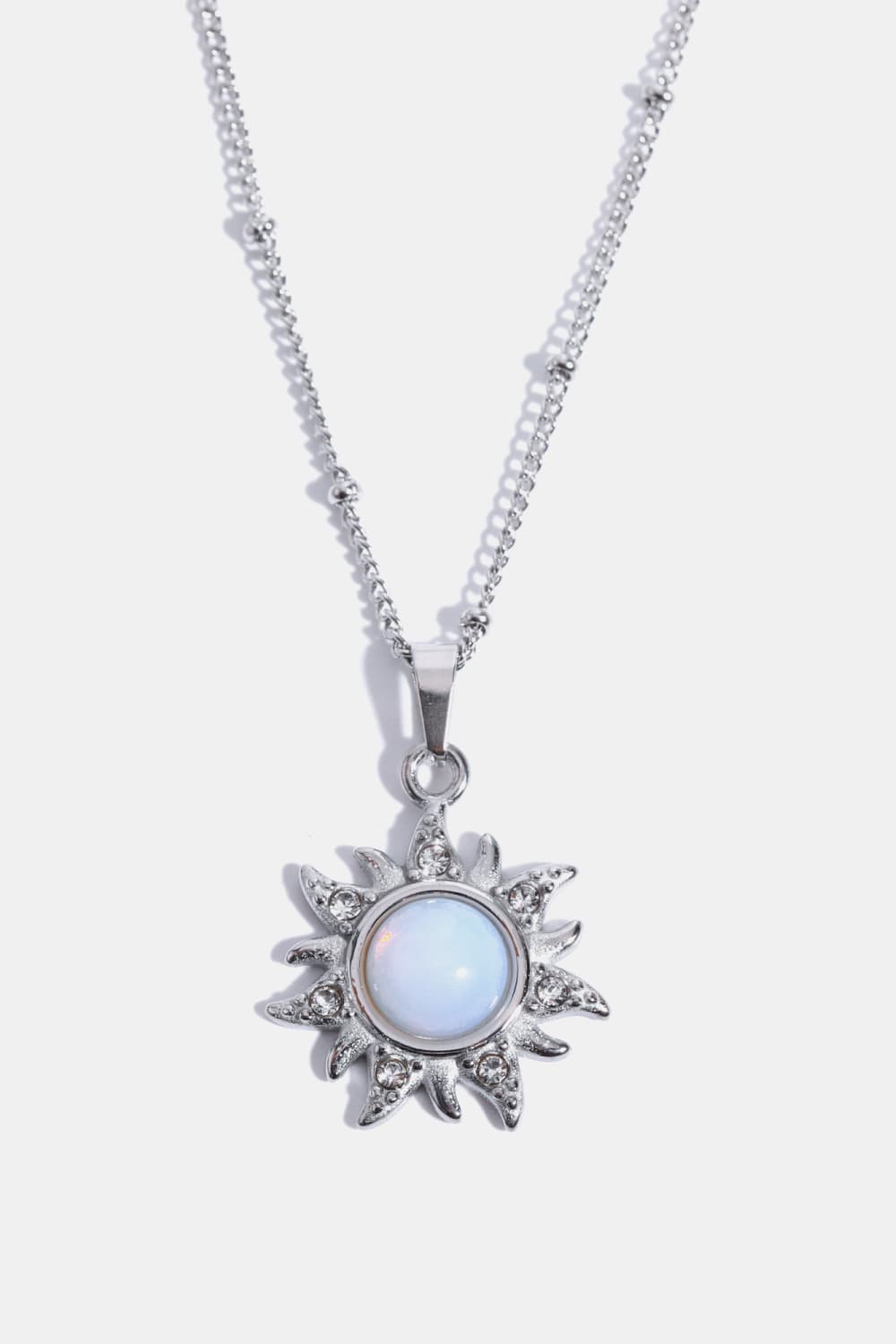 Opal Sun Pendant Stainless Steel - 18K Gold-plated Necklace - Stylish and Durable Jewelry Accessory with Opal and Zircon Inlay