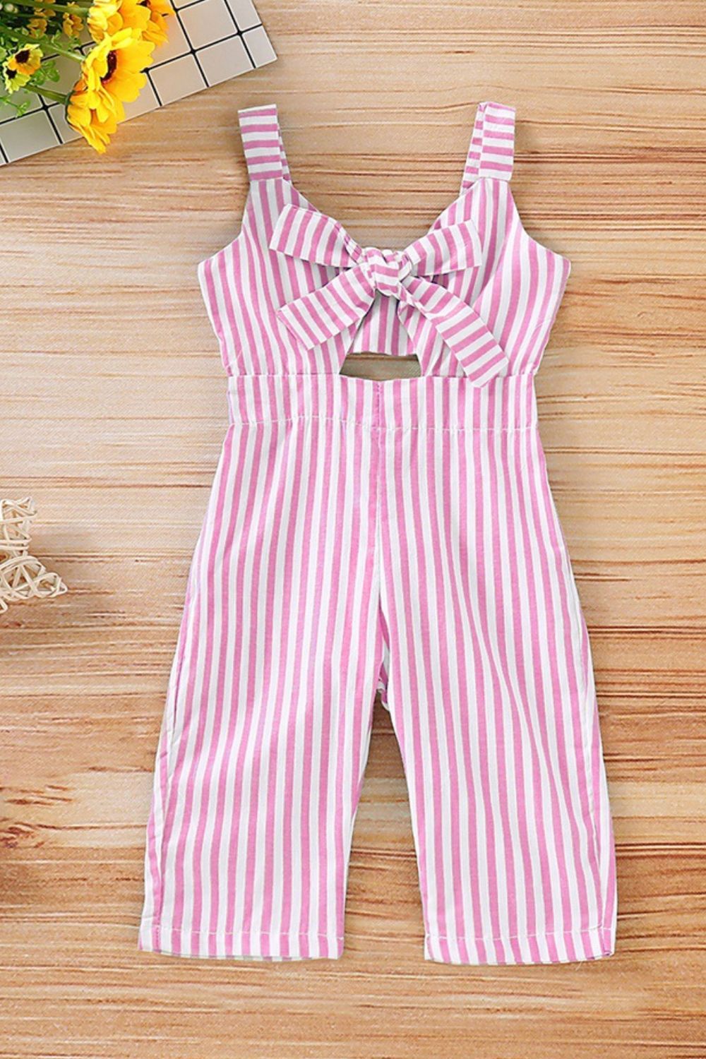 White Label Girls Striped Cutout Sleeveless Jumpsuit Cotton-Polyester Blend 5 Sizes Available Machine Washable