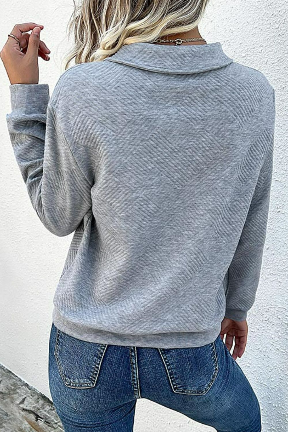 Contrast Ribbed Quarter-Snap Sweatshirt - Ivy & Arrow Supply Co.