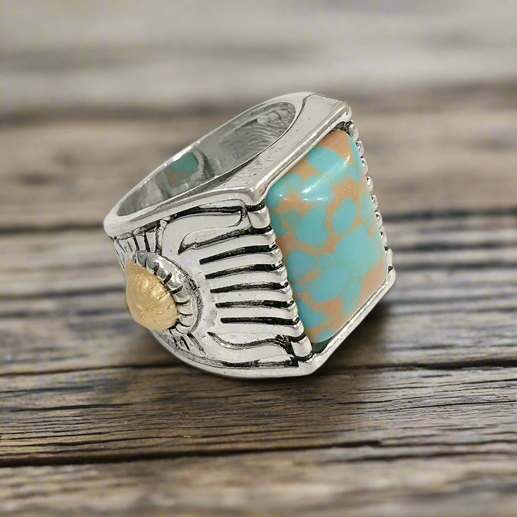 Square green turquoise ring - Ivy & Arrow Supply Co.