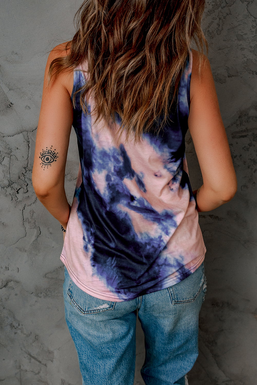 Women's Tie-Dye Crisscross Tank Top - White Label Sleeveless Summer Shirt