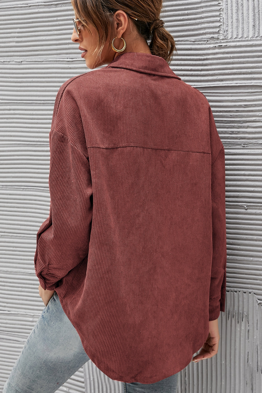 Button Front Drop Shoulder Corduroy Shirt - Ivy & Arrow Supply Co.