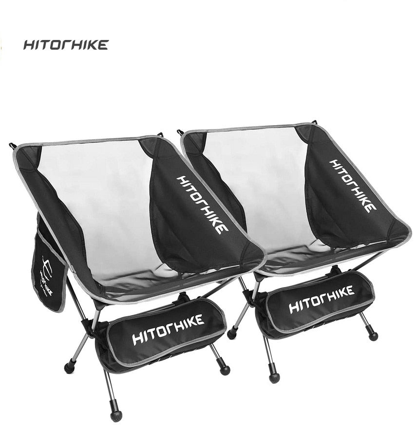 HITORHIKE Portable Lightweight Camping Chairs with Side Pocket Storage Bags - Durable Aluminum Frame - Includes Carrying Bag