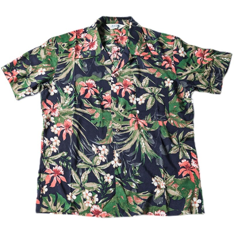 Men's Lightweight Hawaiian Short Sleeve Shirt Pre-shrunk Tropical Flower Print Non Stock